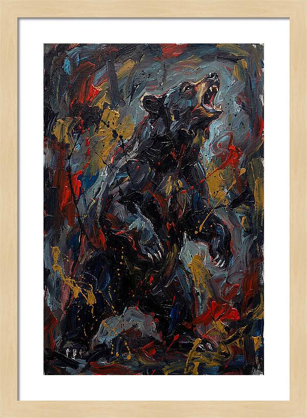 Black Bear Roaring In Color