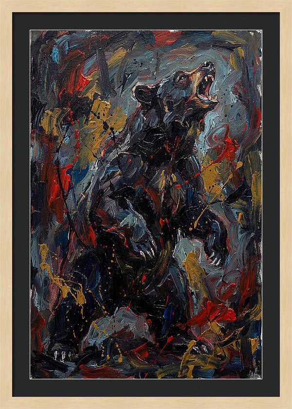 Black Bear Roaring In Color