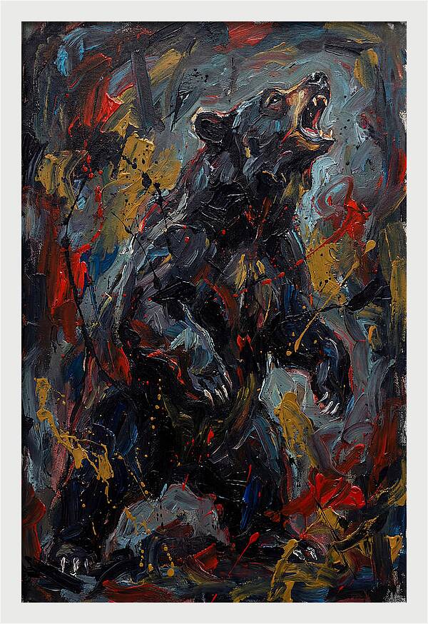 Black Bear Roaring In Color