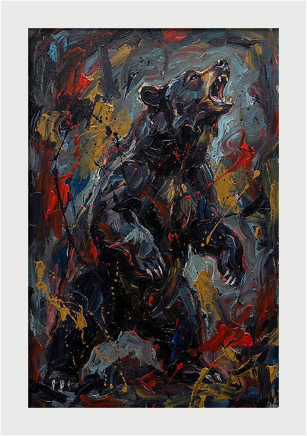 Black Bear Roaring In Color