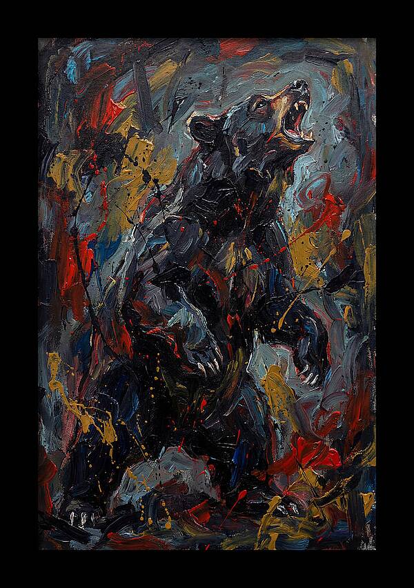 Black Bear Roaring In Color