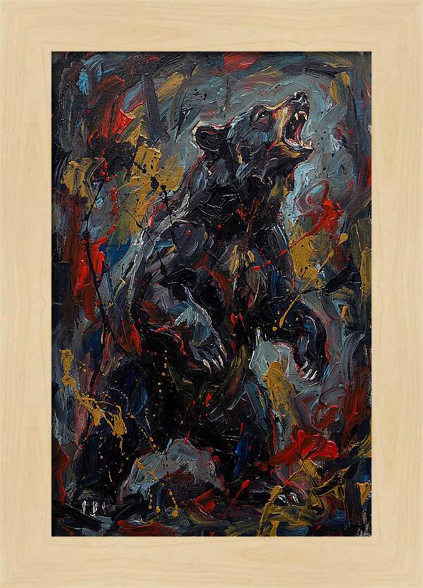 Black Bear Roaring In Color
