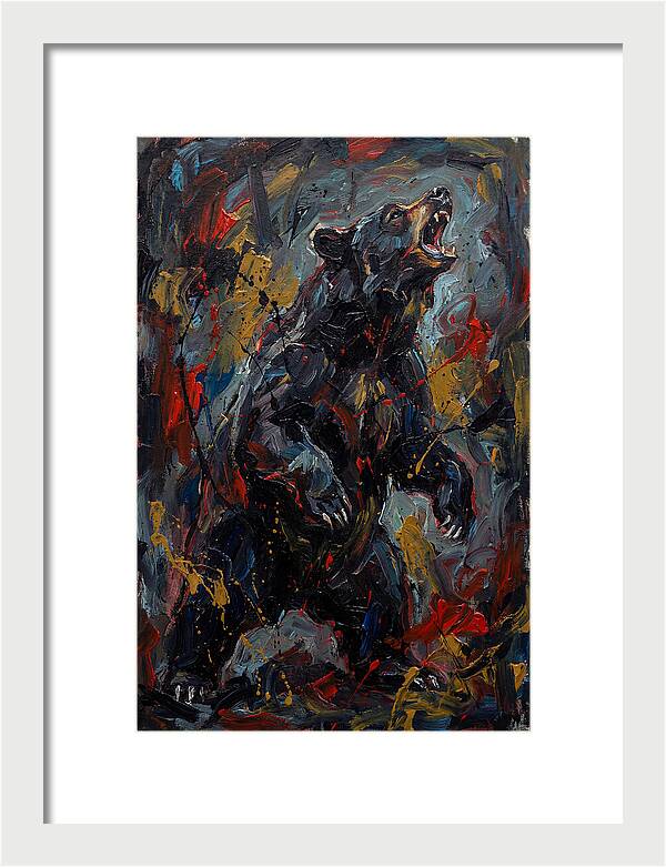 Black Bear Roaring In Color