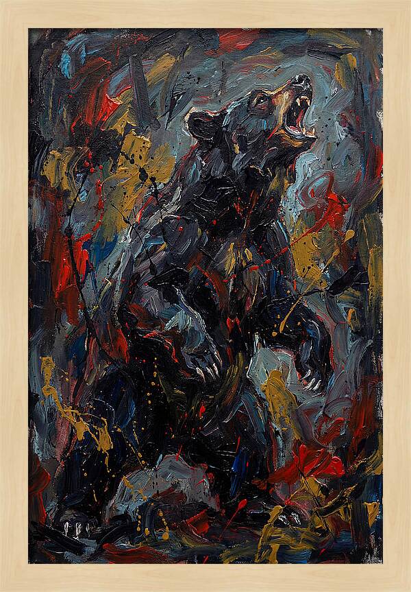 Black Bear Roaring In Color