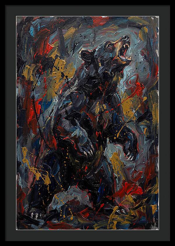 Black Bear Roaring In Color