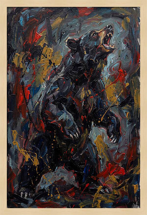 Black Bear Roaring In Color