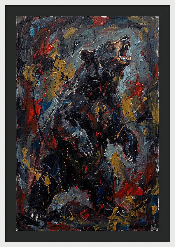 Black Bear Roaring In Color