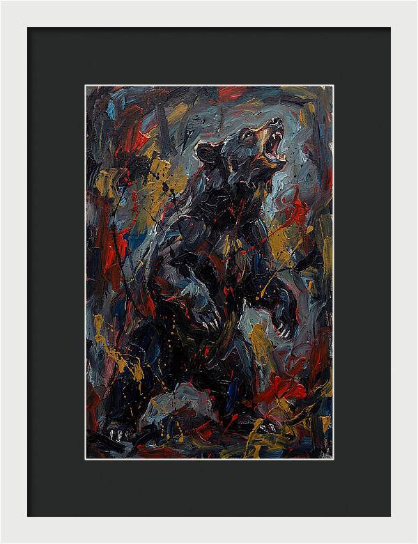 Black Bear Roaring In Color