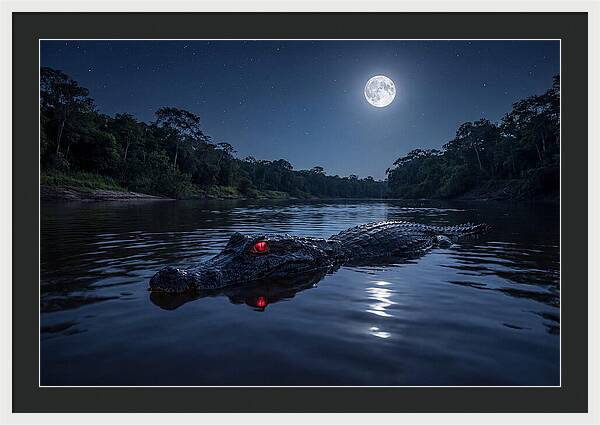 Black Caiman Under Moonlight