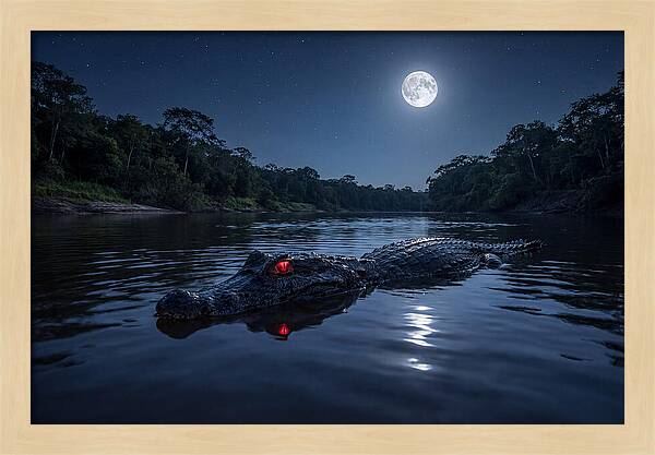 Black Caiman Under Moonlight