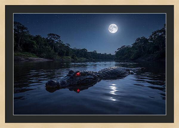 Black Caiman Under Moonlight