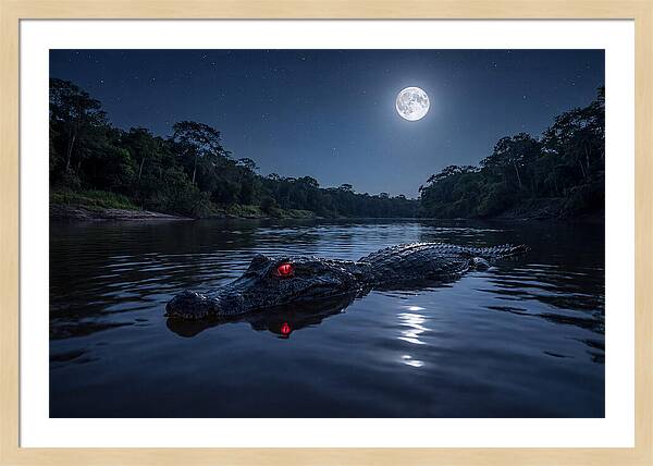 Black Caiman Under Moonlight