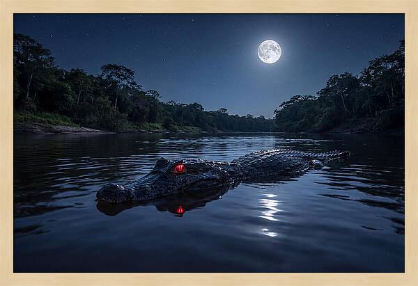 Black Caiman Under Moonlight