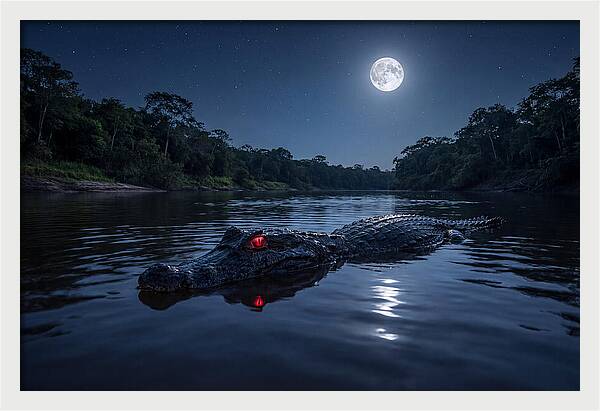 Black Caiman Under Moonlight