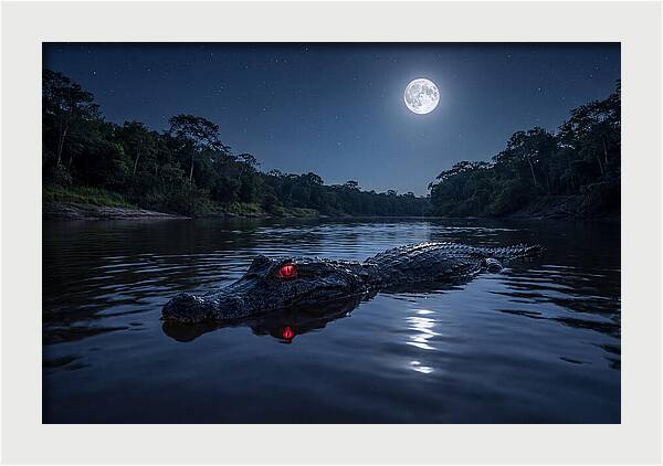 Black Caiman Under Moonlight