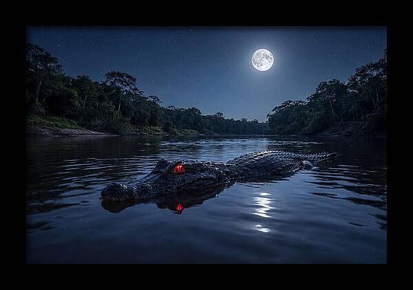 Black Caiman Under Moonlight