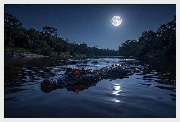 Black Caiman Under Moonlight
