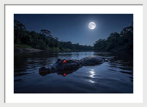 Black Caiman Under Moonlight