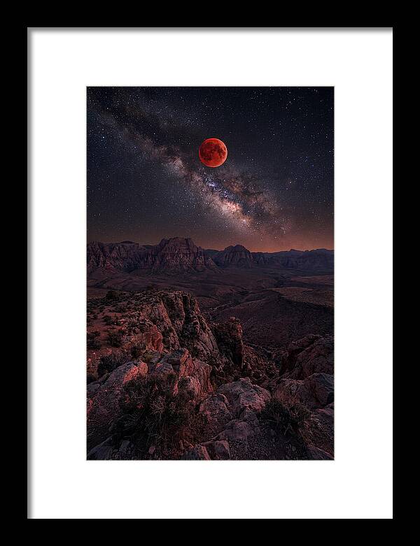 Blood Moon Eclipse Over Desert