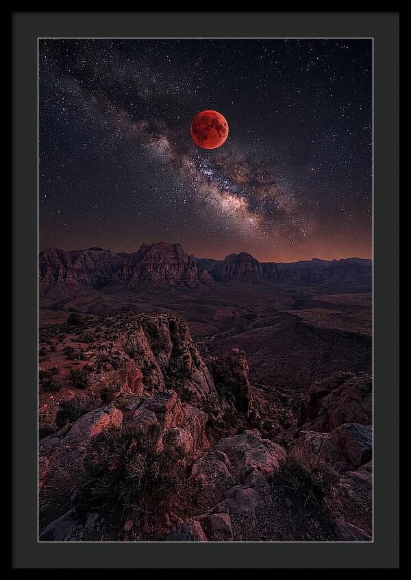 Blood Moon Eclipse Over Desert