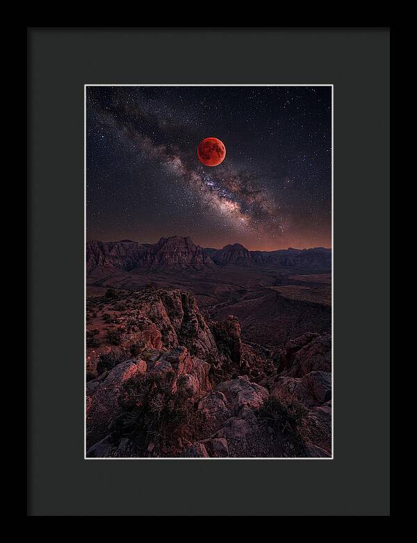 Blood Moon Eclipse Over Desert
