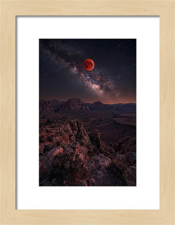 Blood Moon Eclipse Over Desert