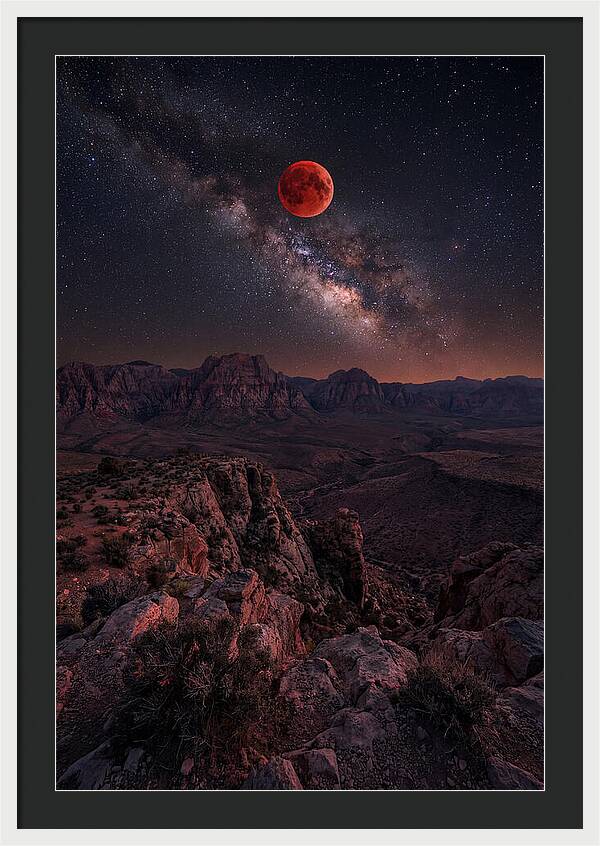 Blood Moon Eclipse Over Desert