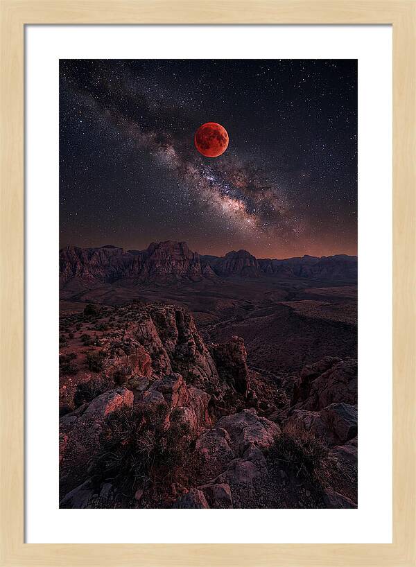 Blood Moon Eclipse Over Desert