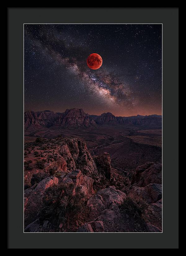 Blood Moon Eclipse Over Desert