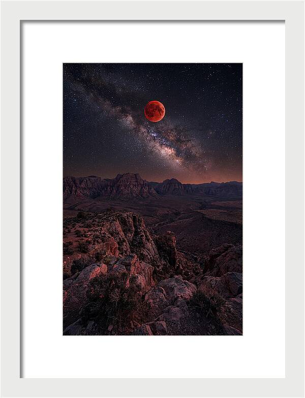 Blood Moon Eclipse Over Desert