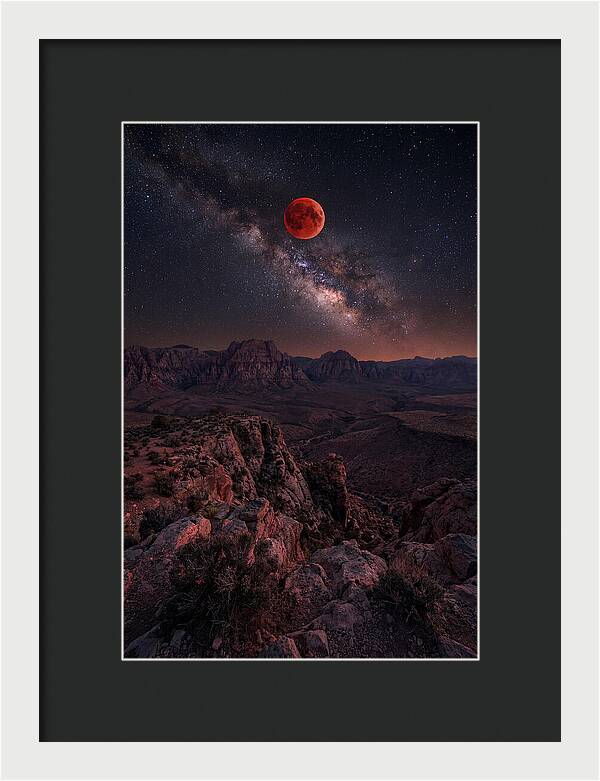 Blood Moon Eclipse Over Desert