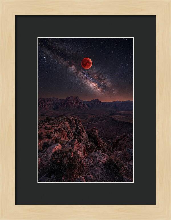 Blood Moon Eclipse Over Desert