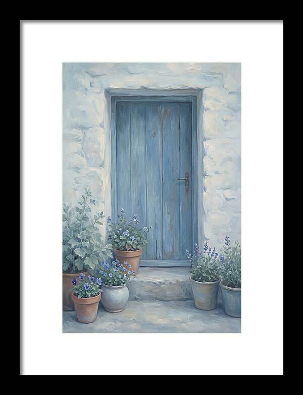 Blue Door With Flower Pots