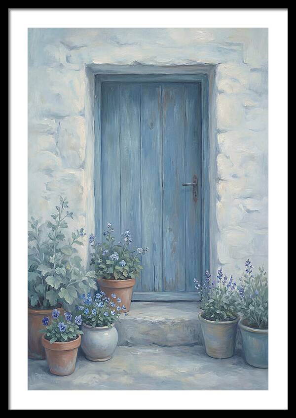 Blue Door With Flower Pots
