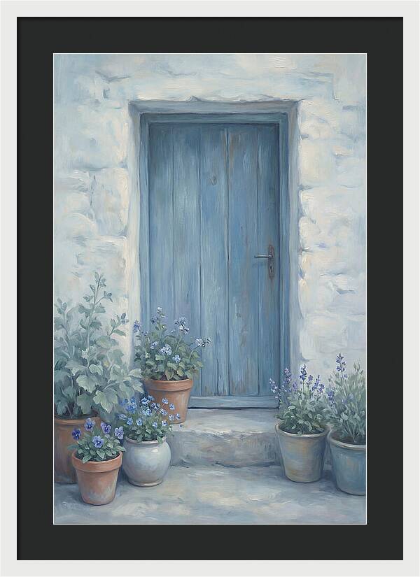 Blue Door With Flower Pots