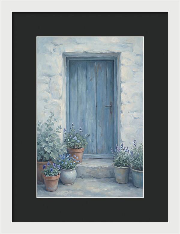 Blue Door With Flower Pots