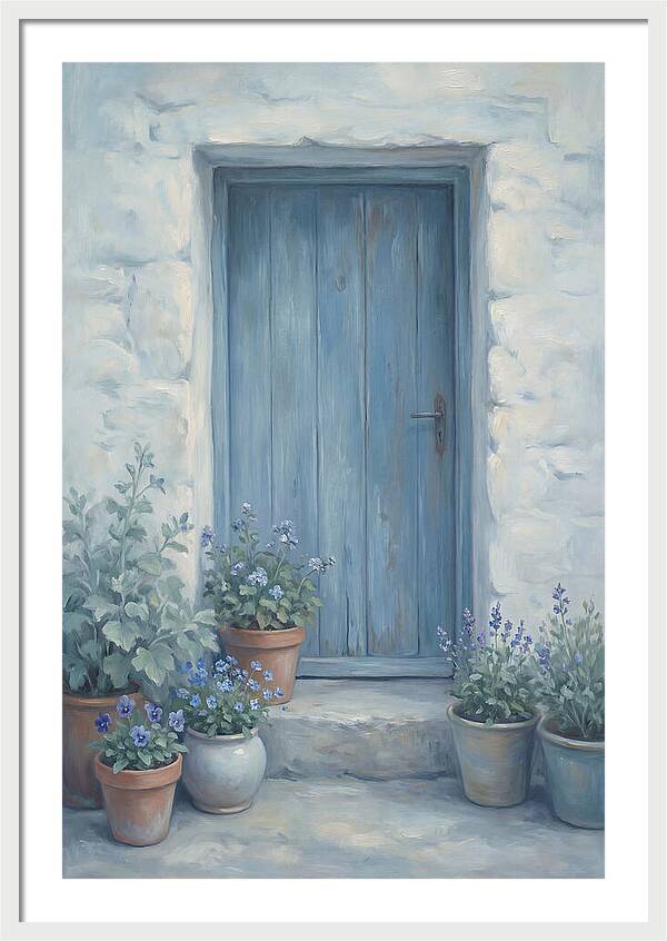 Blue Door With Flower Pots