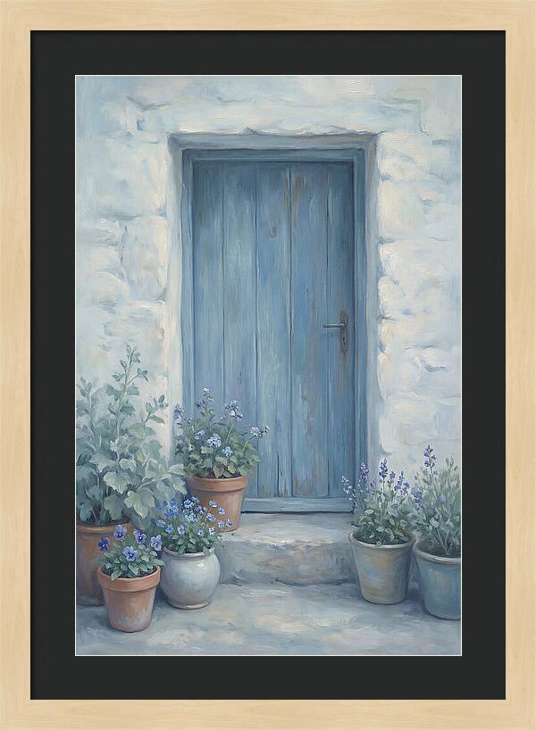 Blue Door With Flower Pots