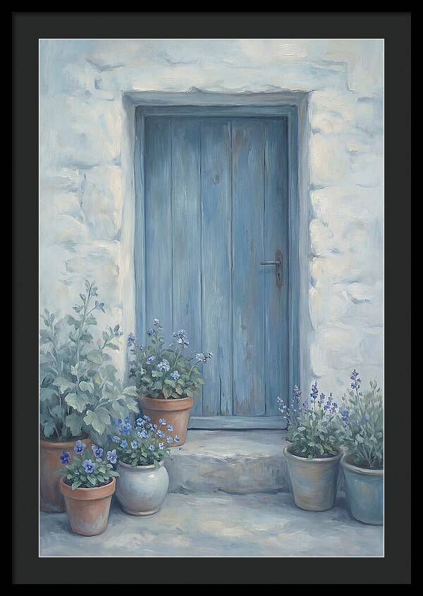 Blue Door With Flower Pots