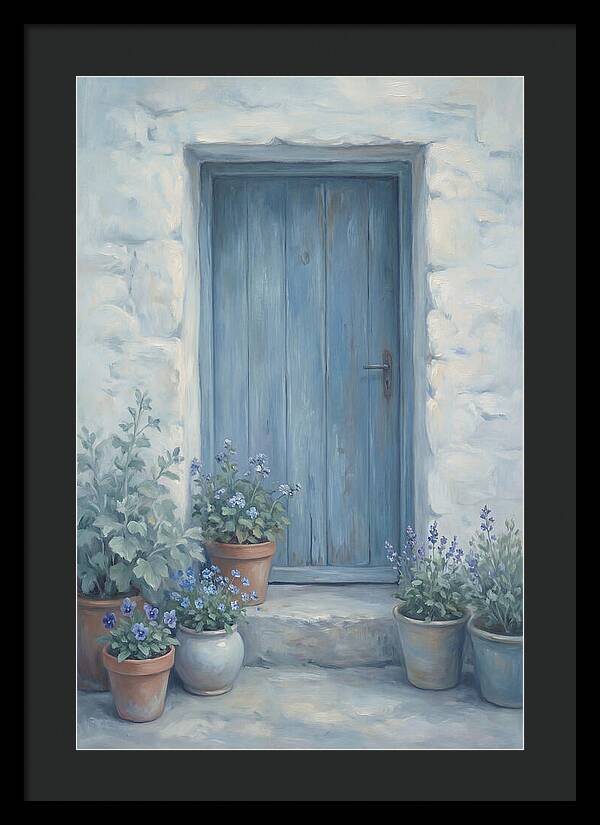 Blue Door With Flower Pots