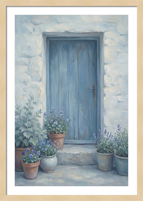 Blue Door With Flower Pots