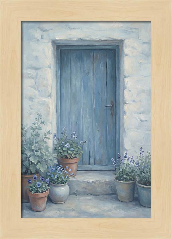 Blue Door With Flower Pots