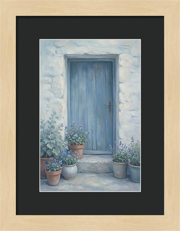 Blue Door With Flower Pots
