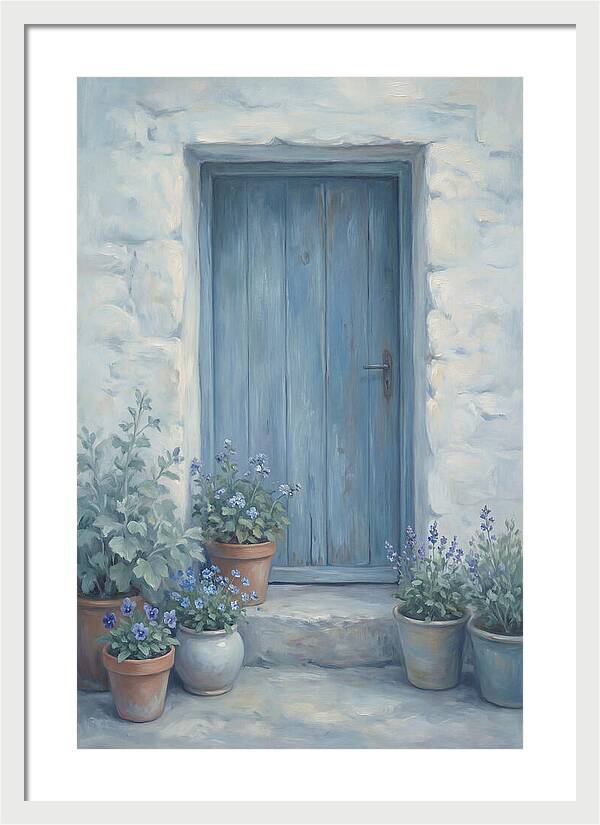 Blue Door With Flower Pots