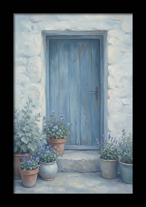 Blue Door With Flower Pots