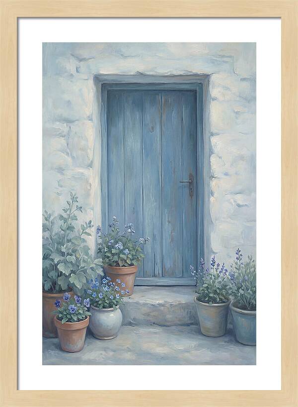Blue Door With Flower Pots