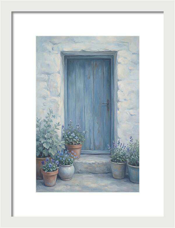 Blue Door With Flower Pots