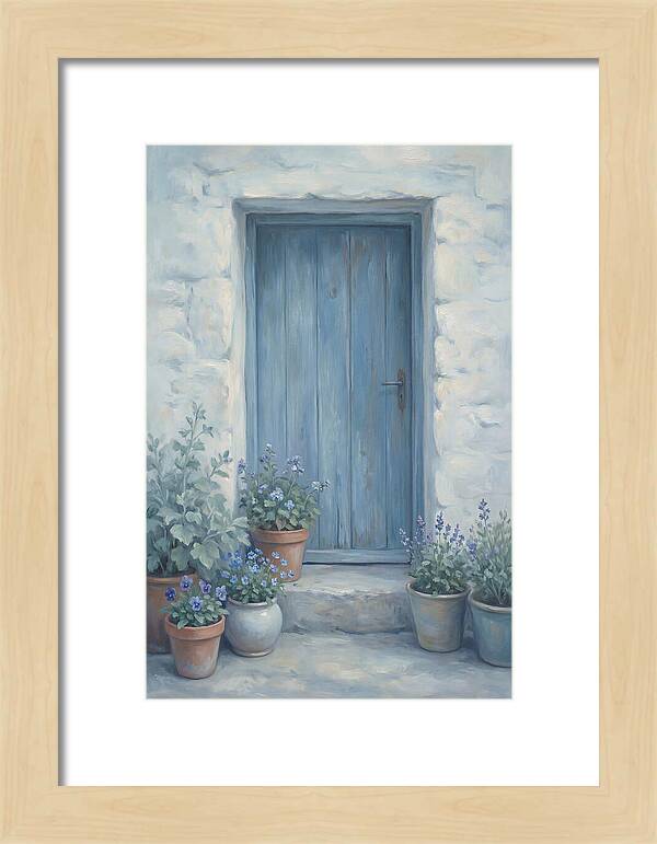 Blue Door With Flower Pots