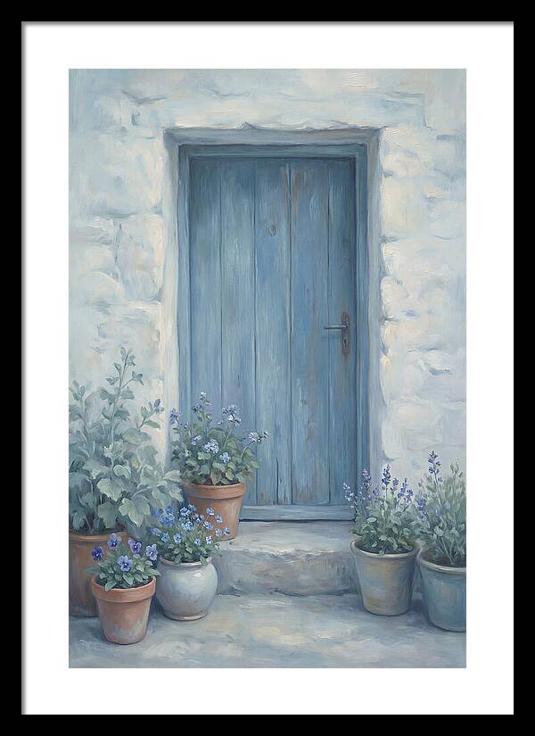 Blue Door With Flower Pots