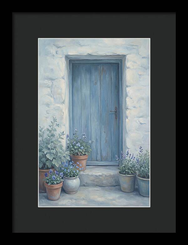 Blue Door With Flower Pots